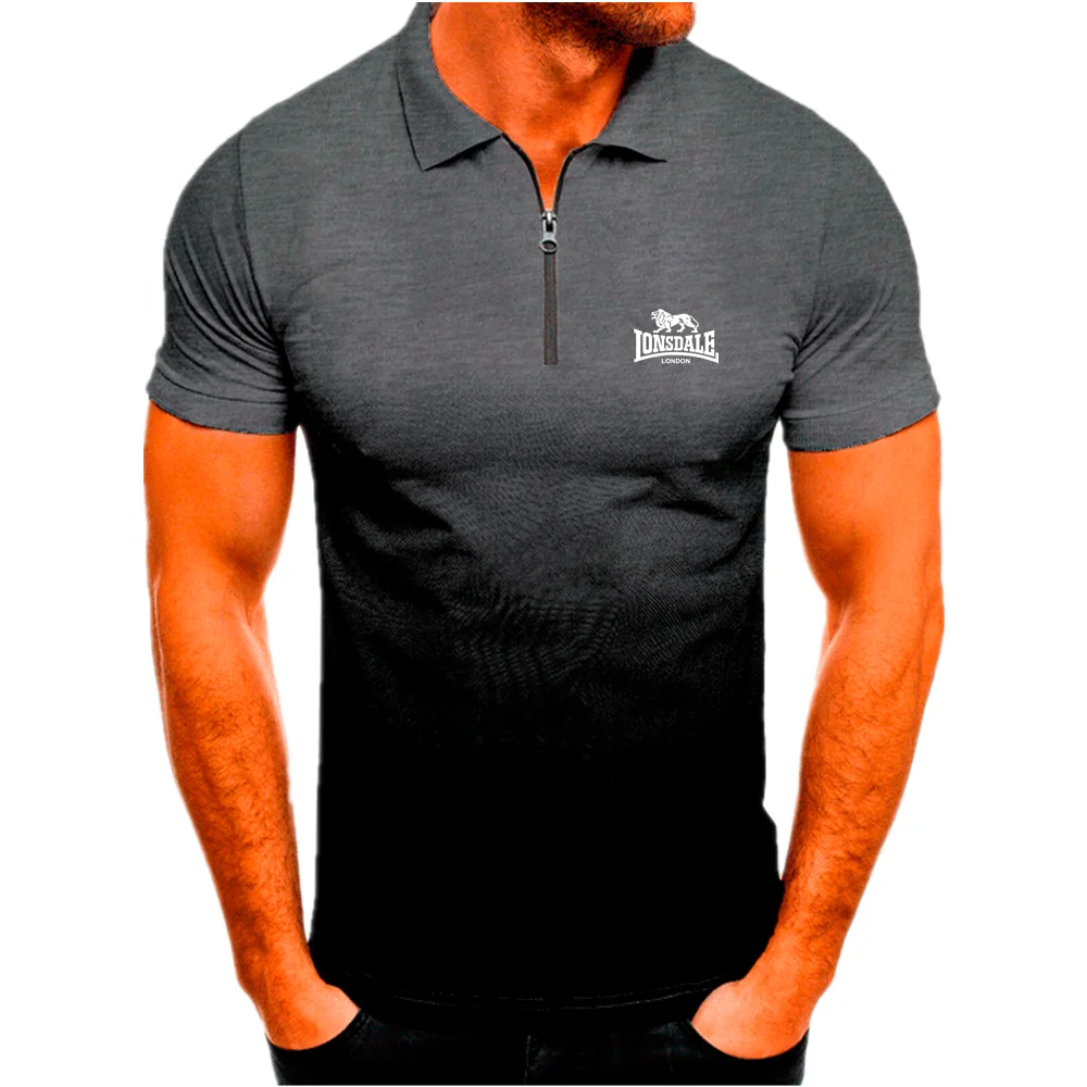 

LONSDALE Summer Men's Gradient Polo Shirt 2022 Fashion Street Sports Short Sleeve Slim Fit Shirt Business Casual T-Shirt
