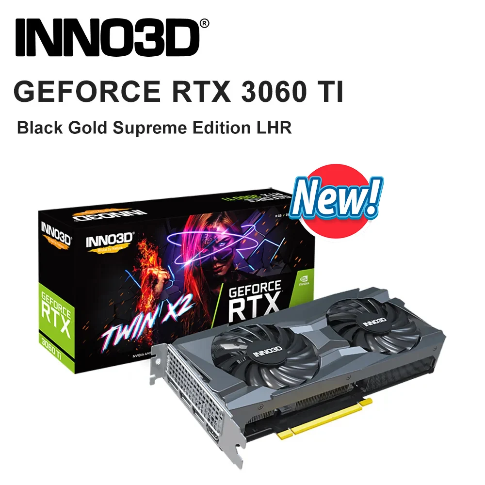 

INNO3D New RTX 3060 RTX3060 TI GAMING 8G 12G 192 256bit NVIDIA GPU GDDR6 Video Cards GPU Graphic Card LHR placa de vídeo