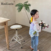rinilucia lapel blouse with long sleeve shirt white o neck lace spring autumn lace children girl tops blouse kids clothes