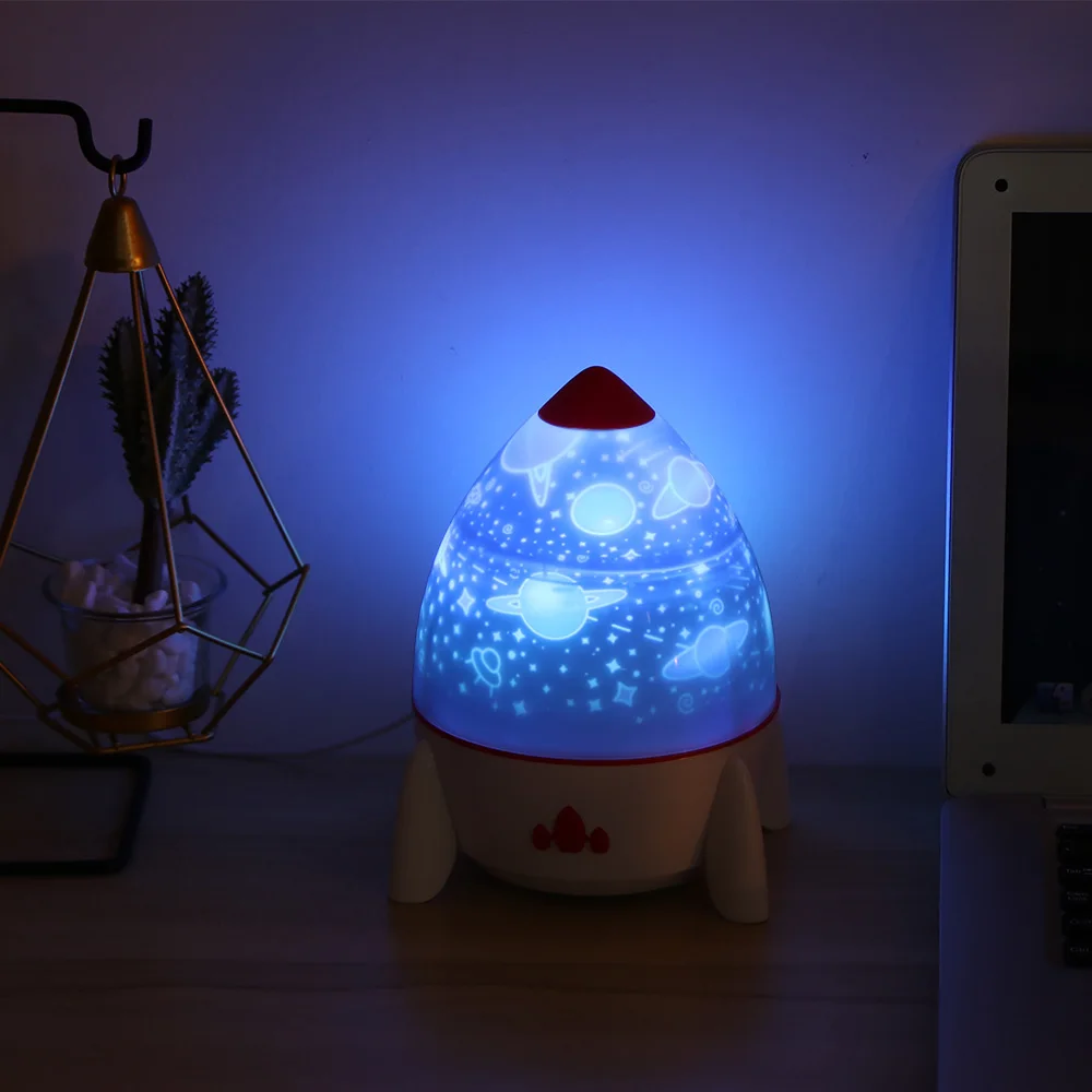 

Bedroom Bluetooth 5.0 Projector Projector Can Rotate and Charge USB Color Adjustable Rocket Night Light Shadow Light Star Light