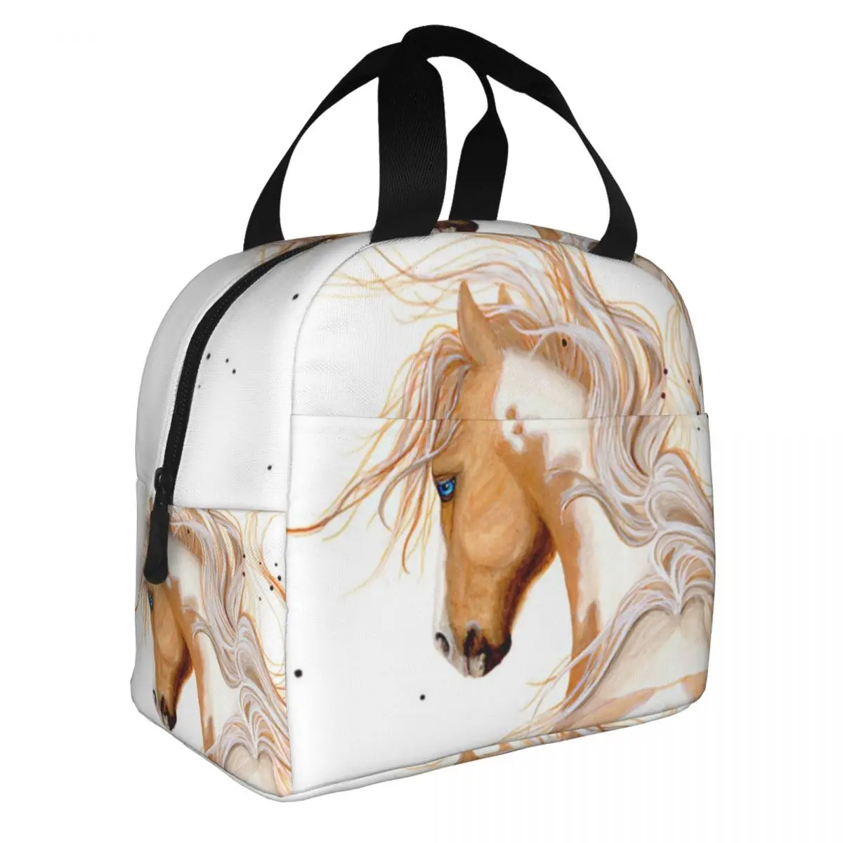 Majestic Palomino Pinto, Horse Lunch Bento Bags Portable Aluminum Foil thickened Thermal Cloth Lunch Bag for Women Men Boy