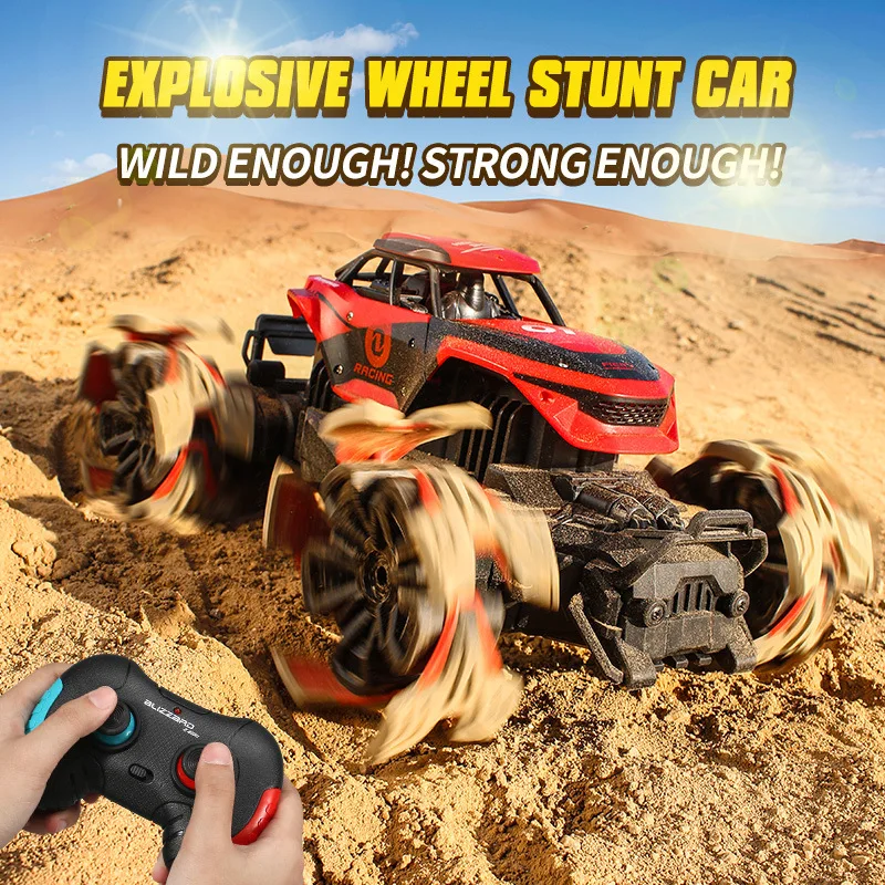 1:12 Four-wheel Drive Climbing Off-road High-speed Remote Control Car 4WD All-terrain Explosive Wheel Stunt Car Toy enlarge
