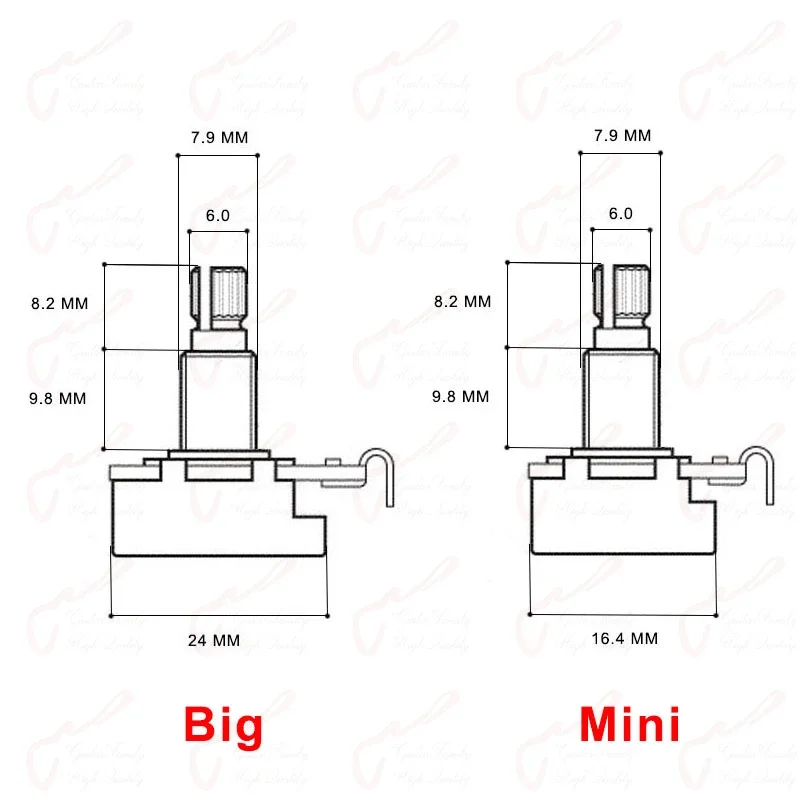 Потенциометр с латунным валом Alpha (POT) для бас-гитары электрогитары —