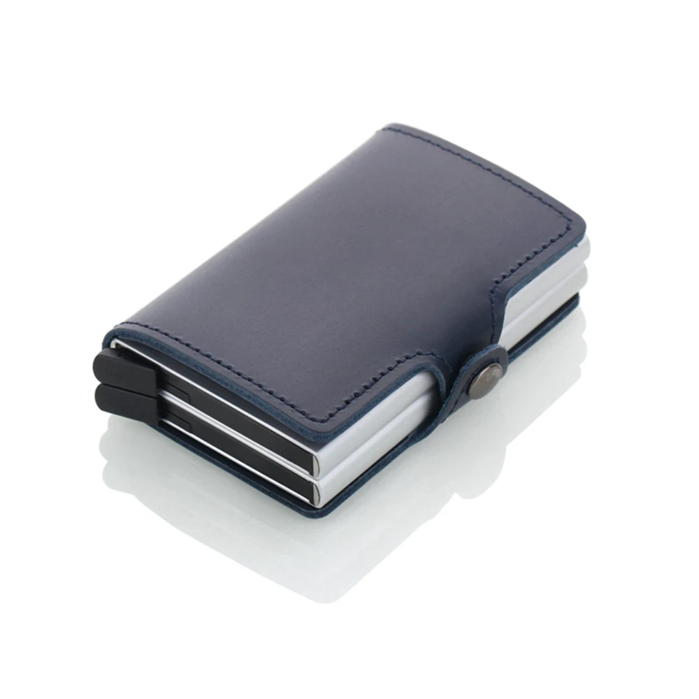 1 шт. мужской держатель для кредитных карт из воловьей кожи и алюминия