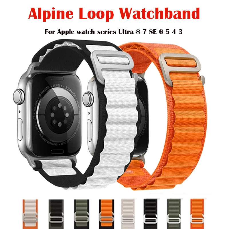 

Ремешок Alpine Loop для Apple Watch Ultra 7 8 SE 6 5 4 3 серии нейлоновый ремешок для часов 49 мм 45 мм 42 мм 41 мм 44 мм 40 мм 38 мм iWatch
