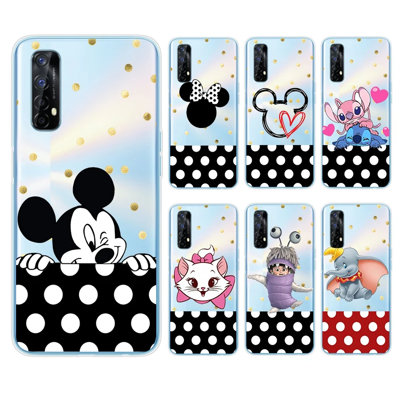 

Cute Mickey Dot Transparent Shell For Realme 2 3 3i 5 5S 5i 6 6i 6S 7 7i Global X7 Pro 5G Phone Case Coque