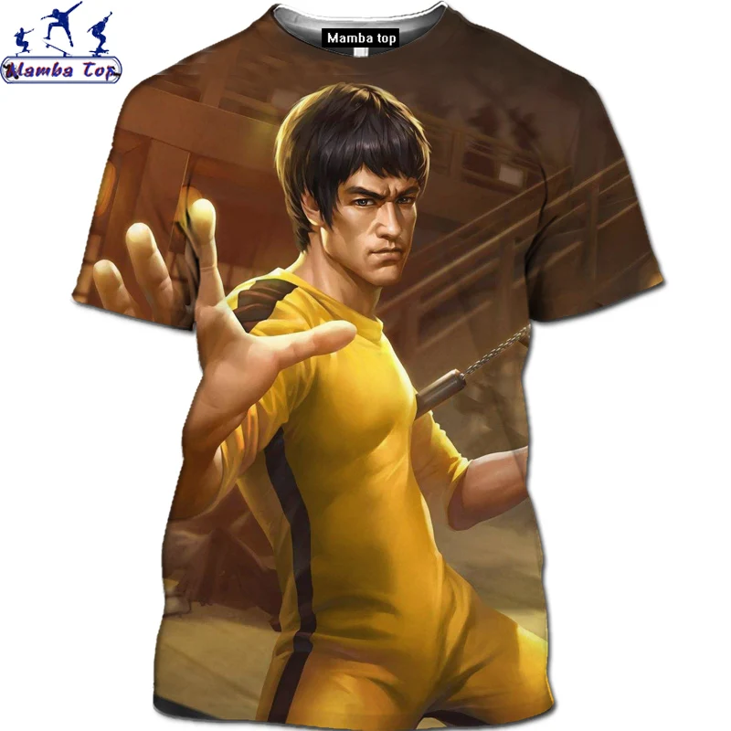 

3D New 2022 Action Chinese Kung Fu Bruce Lee T-Shirt Hip Hop Men's Shirt Summer Fashion Cartoon Kids Tops Street Tops