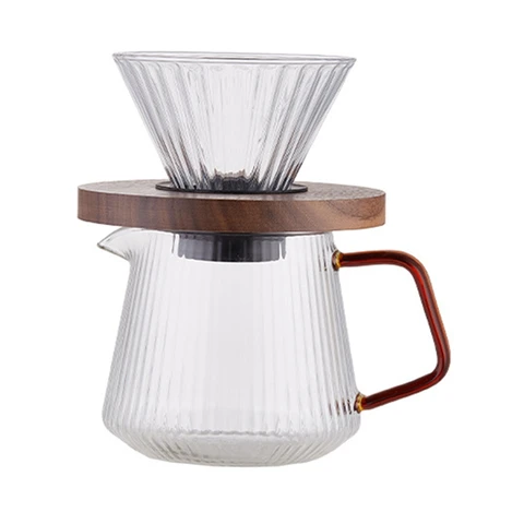 Ручная кофеварка для совместного использования, кофейник, Кофеварка, Пивоваренная чашка V02, Стеклянная Воронка для кофе, капельный Набор для кофе