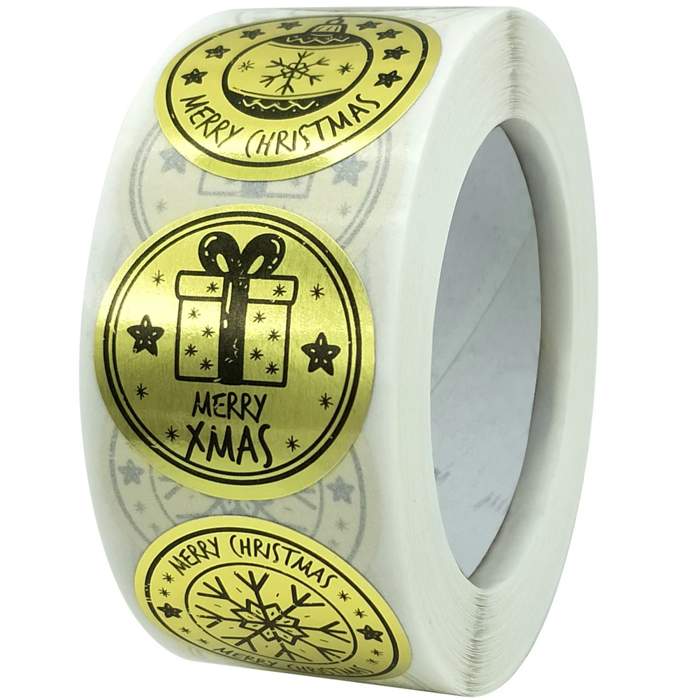 

100-500pcs Christmas Gold Stickers Scrapbooking Navidad Pegatinas Noel Festival Decorations Craft Supplies Sticker for Kids