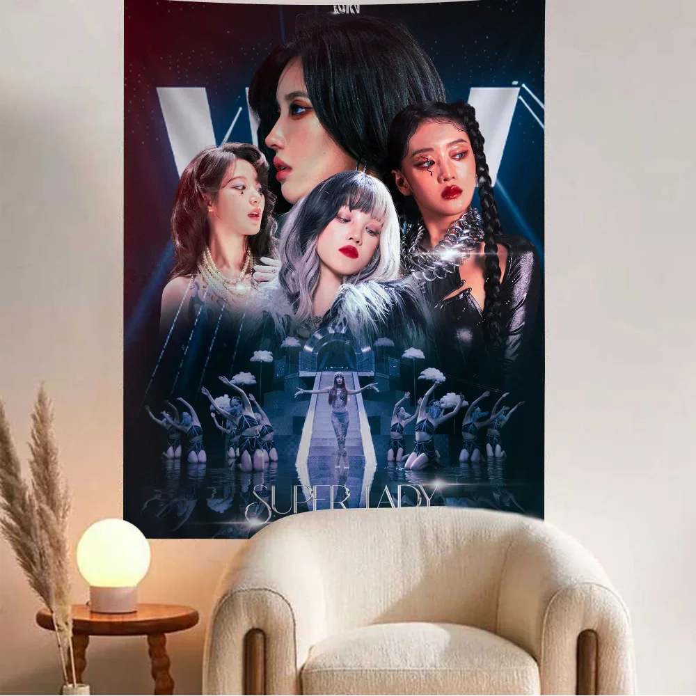 Kpop G I-DLE DIY настенный гобелен подвесной Таро Hippie настенные коврики Dorm домашний