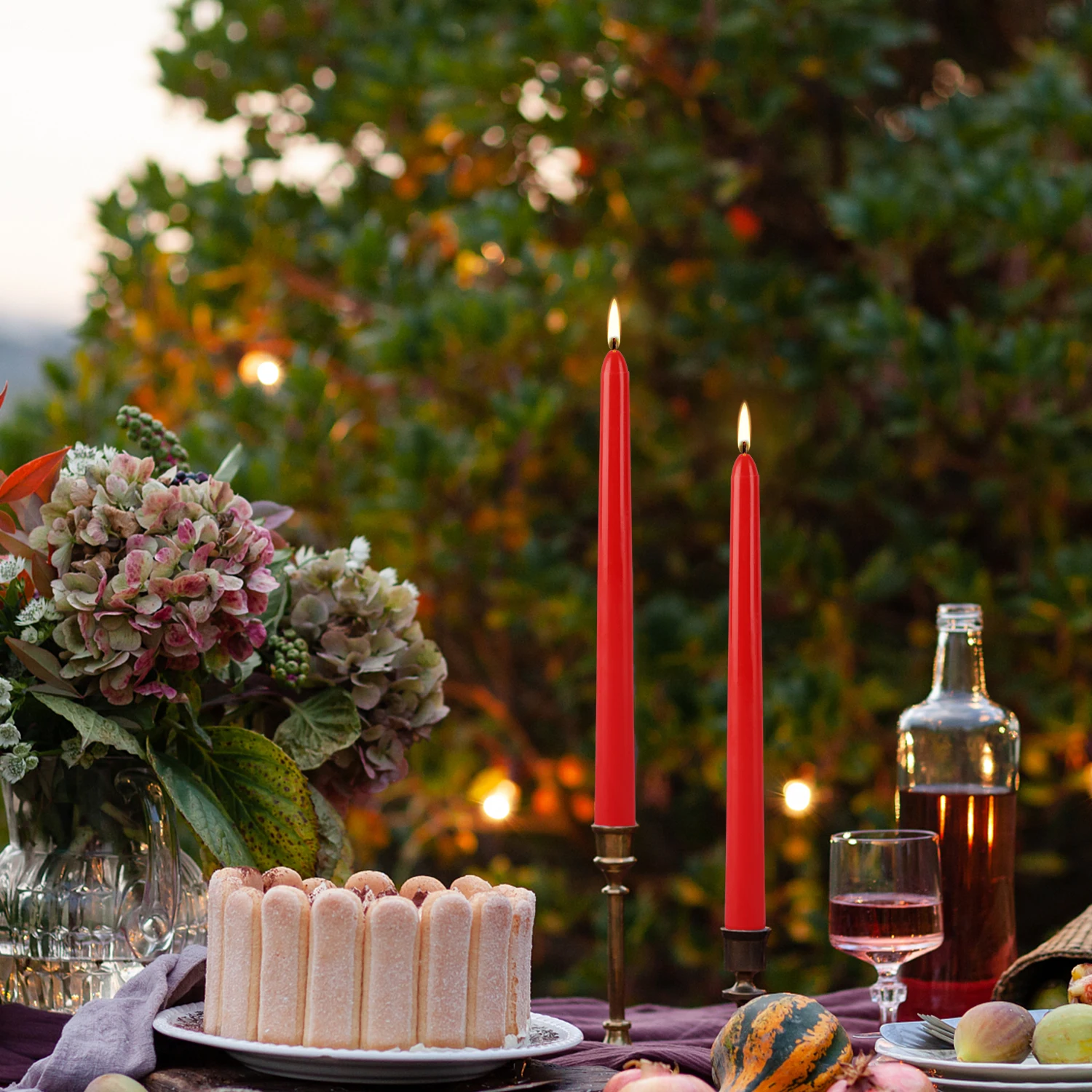 24 штуки 10-дюймовых красных маленьких восковых свечей без капель дыма