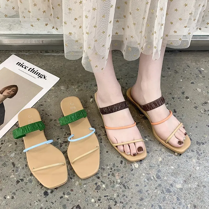 

2022 New Women's Flip Flops Summer Outdoor Wear Slippers All-match Female Flat Slippers Woman Plus Size Beach Shoes Zapato Mujer