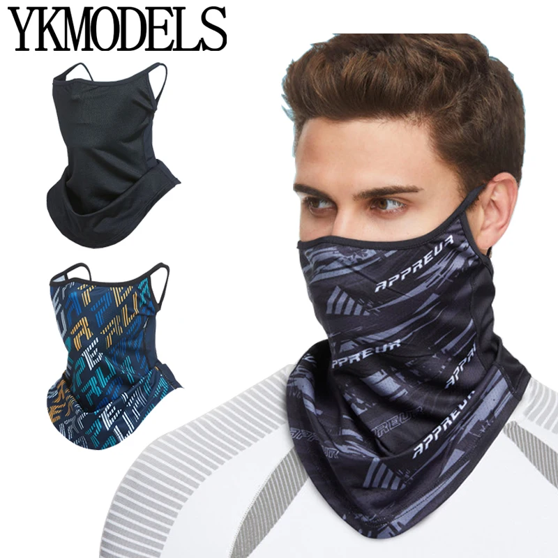 

Summer Ice Silk Antibacterial Cycling Face Mask Hiking Quick-dry Hanging Ear Scarf Sports Running Hunting Bike Bandana Men Women