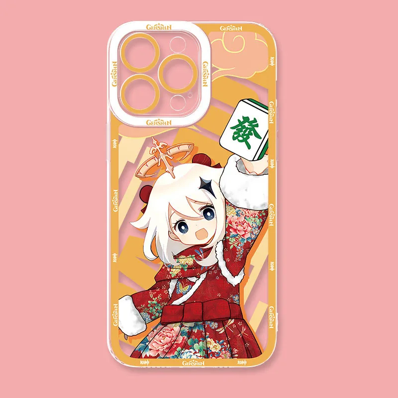 Прозрачный мягкий силиконовый защитный чехол Genshin Lmpact для iPhone 16 Pro Max 15 14 Plus 13 12 11 XR