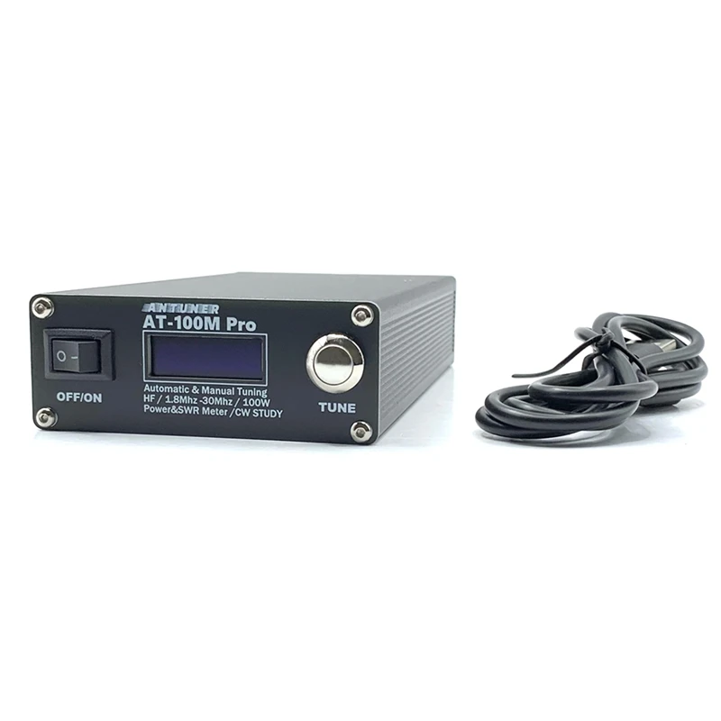 

Antuner AT-100M Pro 100W 1.8Mhz-30Mhz ATU-100M QRP Antenna Tuner Morse Code SWR Meter Power Meter For HF Radio Easy To Use