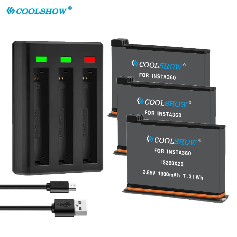 For Insta360 ONE X2 1900mAh Battery Charger Camera 360 Panoramic Action Camera x3 Batteries Accessories