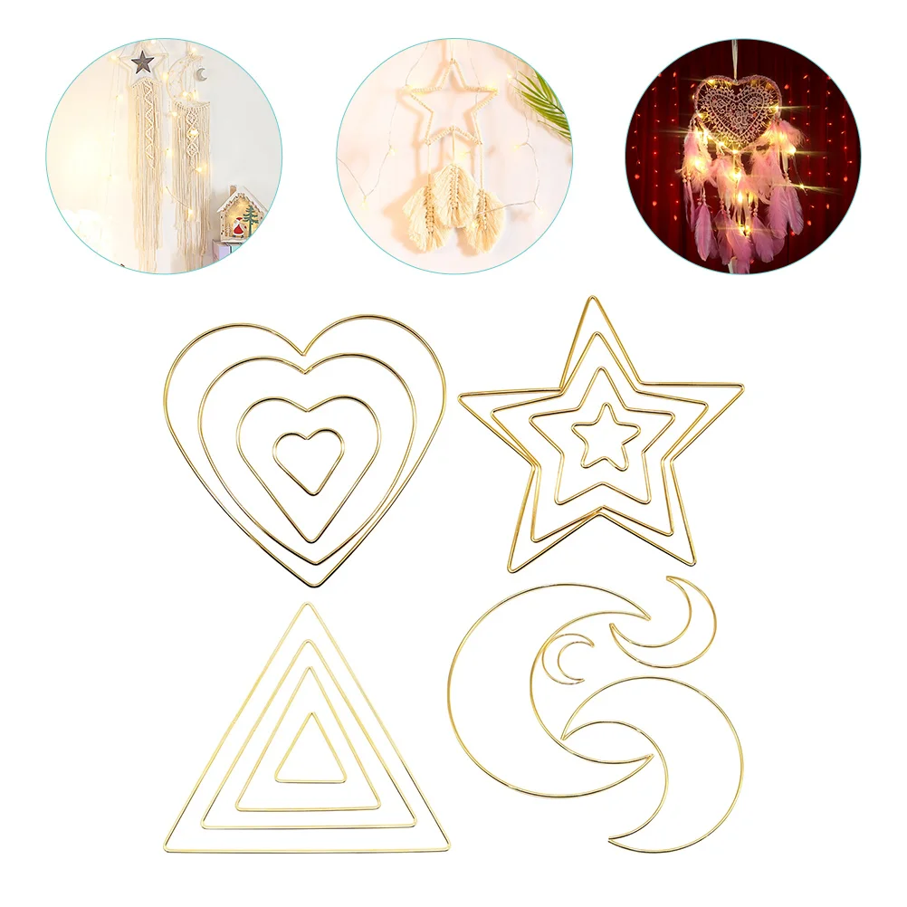 

16 Pcs Macrame Garland Round Wreath Frame Macrame Ring Crafts Lace Wolf Dream Catcher Iron Macrame Creations Ring