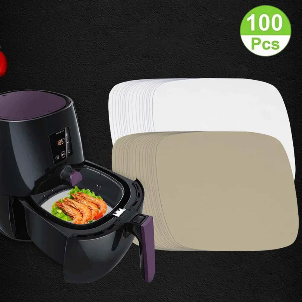 

100 шт. воздушная фритюрница, антипригарная бумага для выпечки, масляная бумага, воздушная фритюрница, прочный квадратный отпариватель для б...