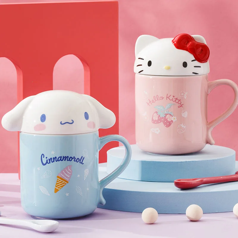 

Sanrio Plush Hellow Kitty Pompompurin Cinnamoroll Kawaii Cartoon Cute Mug with Lid Anime Plush Toys for Girls Birthday Gift