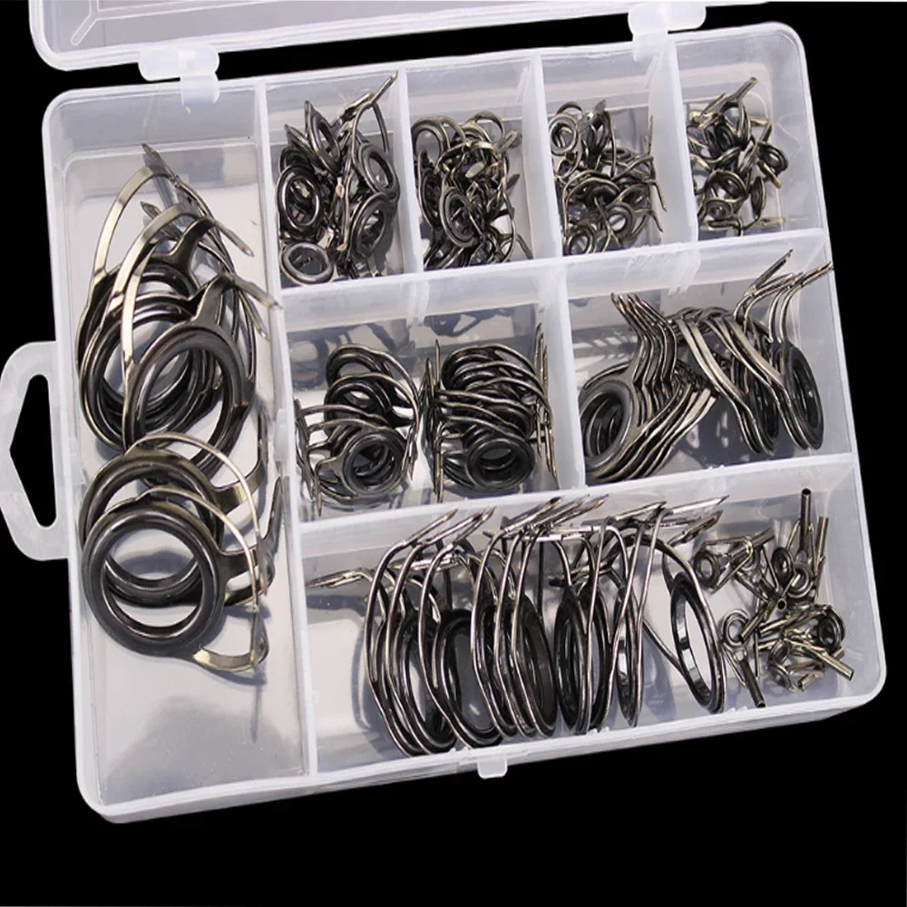 

6#-30# Stainless Steel Guide Ring Fishing Rod Guide Ring Fishing Rod Repair DIY Guide Ring Color Tie Rope Set 45/85 Pieces/Box
