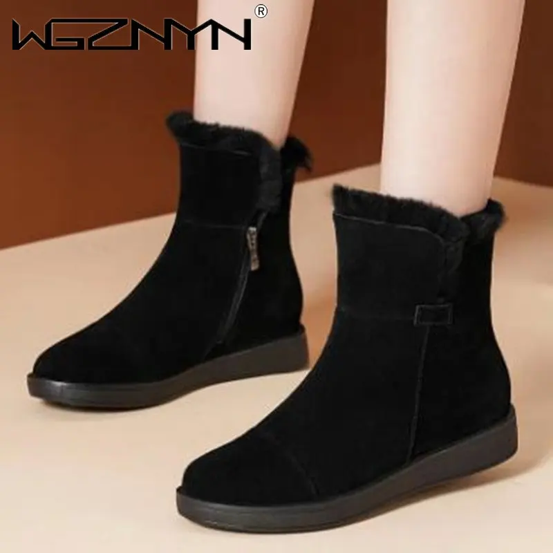 

Зимние женские ботинки, теплые плюшевые ботильоны, женская обувь, модные женские зимние ботинки на молнии, женская зимняя обувь