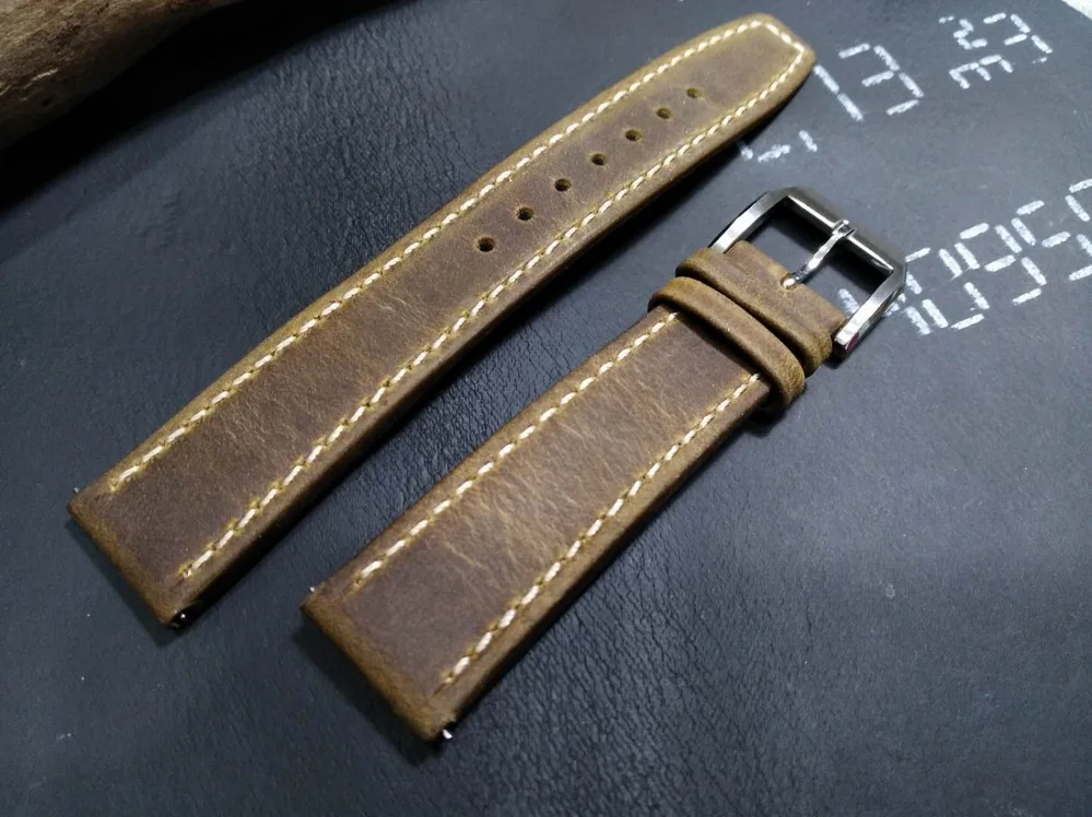 

20 21 22 mm new Handmade high quality Classical Genuine Leather Watchband watch accessories watch Straps Vintage Watch Bracelet