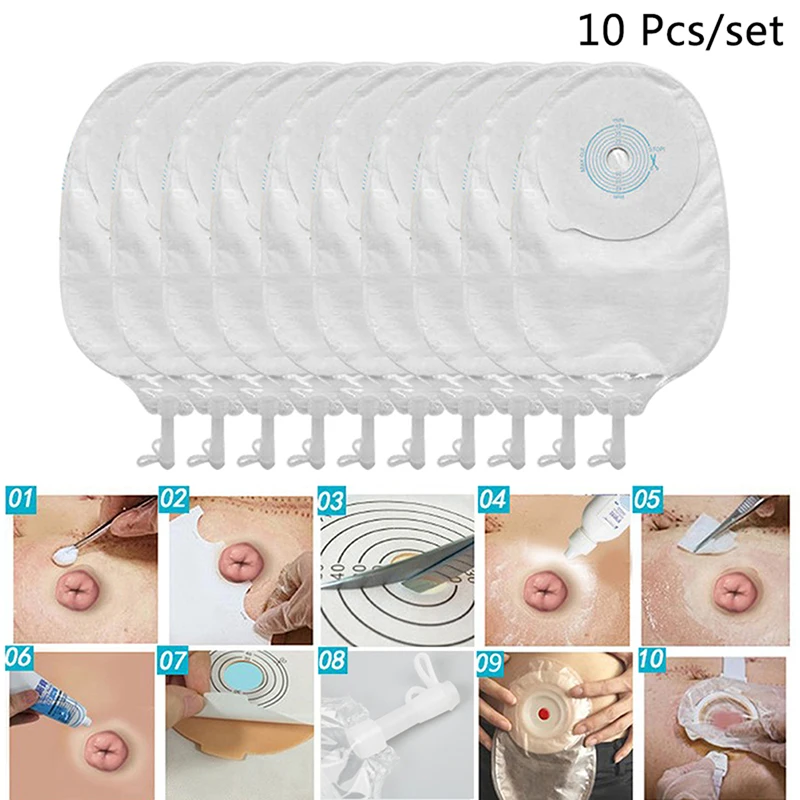 

10 pcs Drainage Urostomy Bag Valve Closure Anti-Backflow One-Piece Stoma Care Pouch