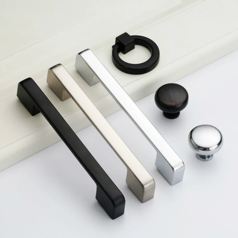 

Zinc Aolly Black Kitchen Cabinet Door Handles American style Wardrobe Cupboard Door Pulls Drawer Knobs Furniture Handle