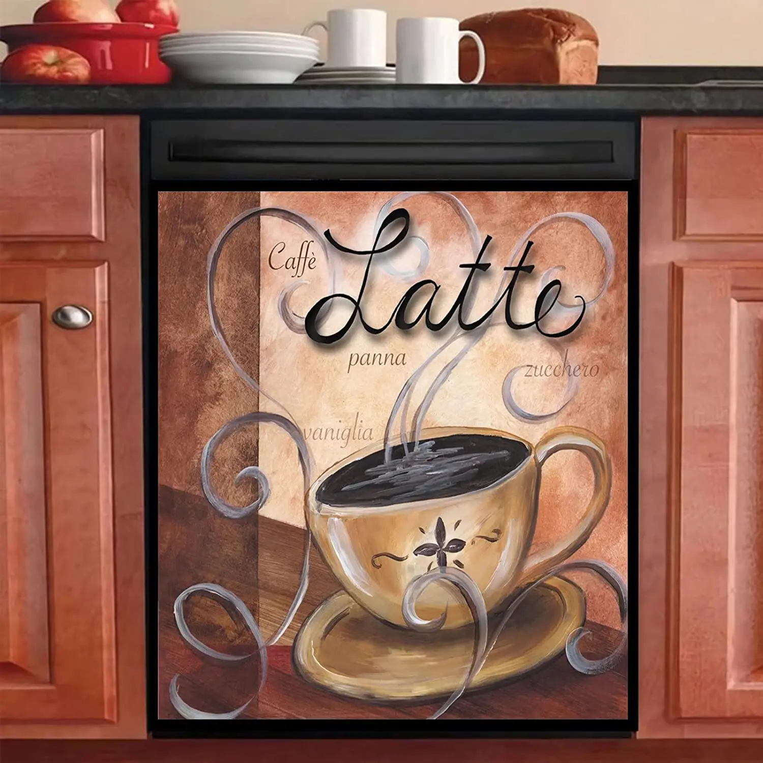 

Homa Caffe Dishwasher Sticker Decal, Oil Painting Rustic Magnetic Refrigerator Cover for Home 23inch W x 26inch H, 23Wx26H