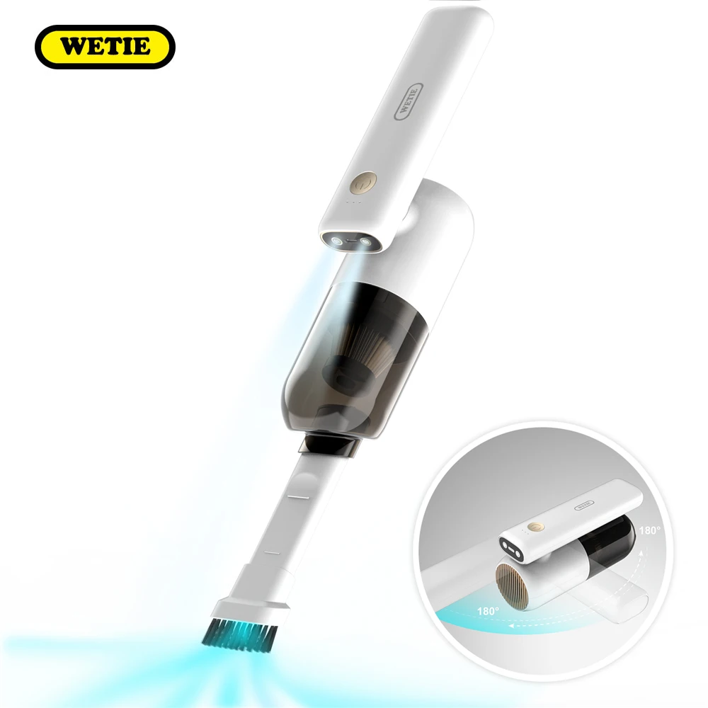 

Беспроводной автомобильный пылесос WETIE H13, Мощное всасывание, 8000 па, ручной мини-пылесос со светодиодный светильник кой, Перезаряжаемый для салона автомобиля, дома