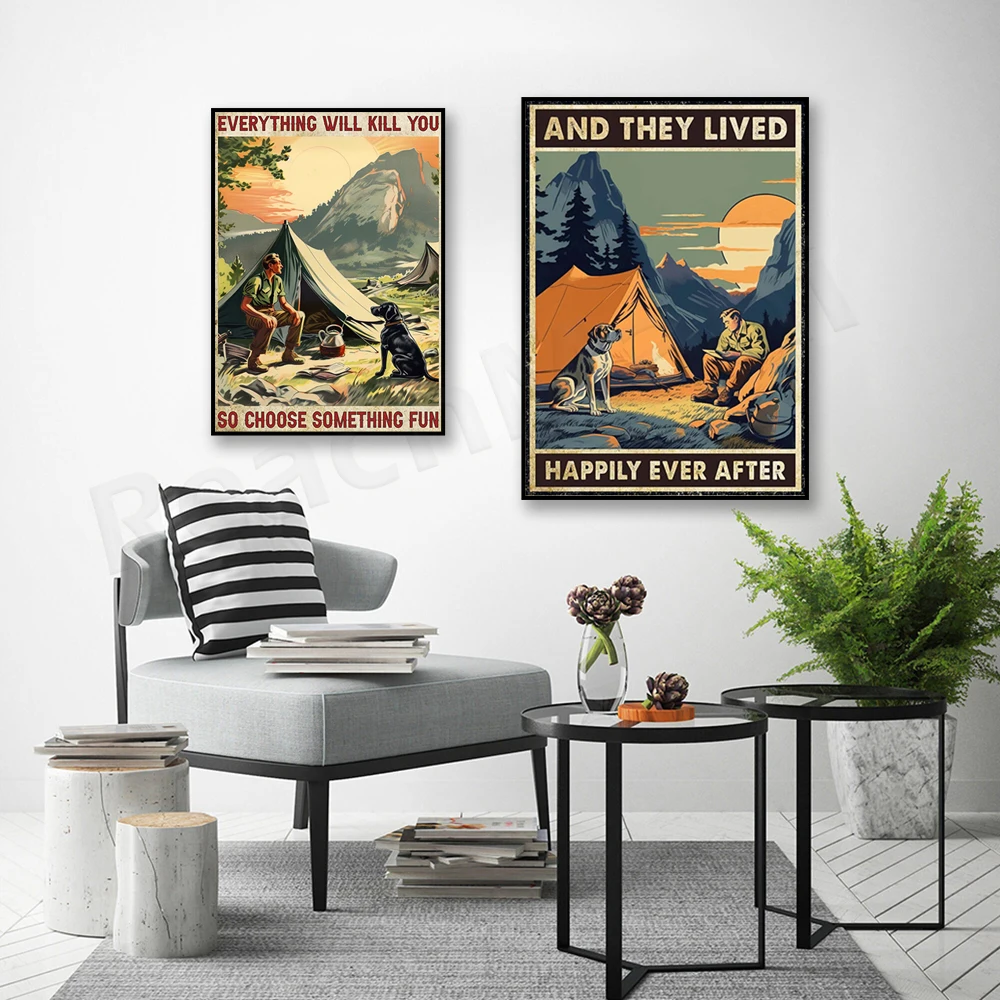 Плакат &quotМужской кемпинг с собакой&quot ReachMani