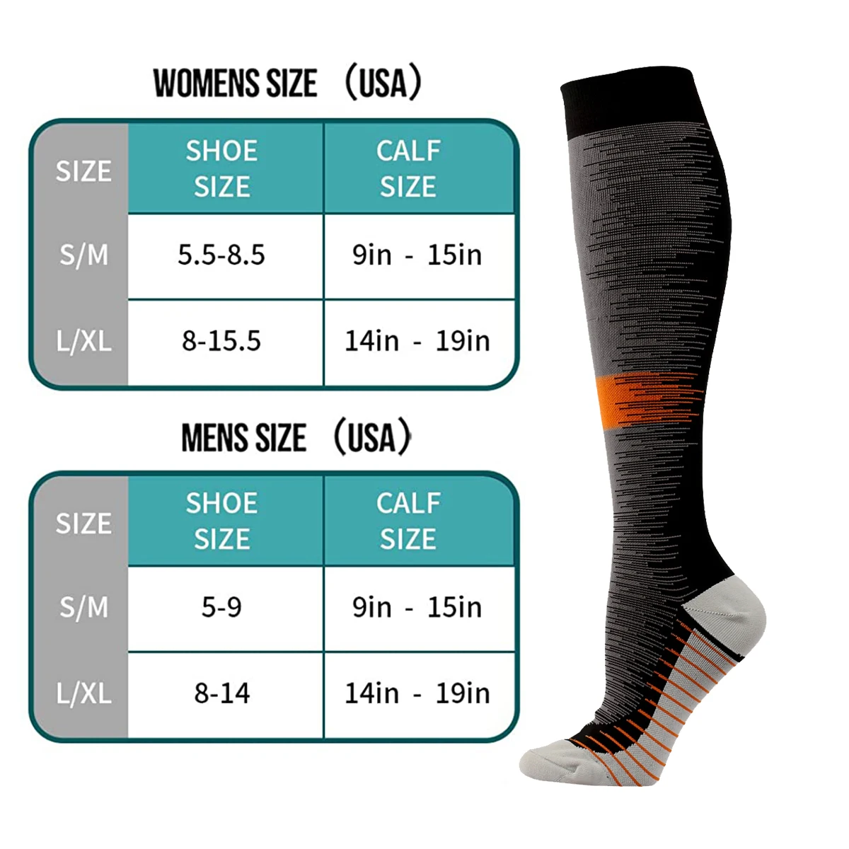 Men Women Compression Stockings Hiking Running Socks 15-20MmHg Flight Pregnancy Swollen Varicose Veins Marathon Sports Socks Men