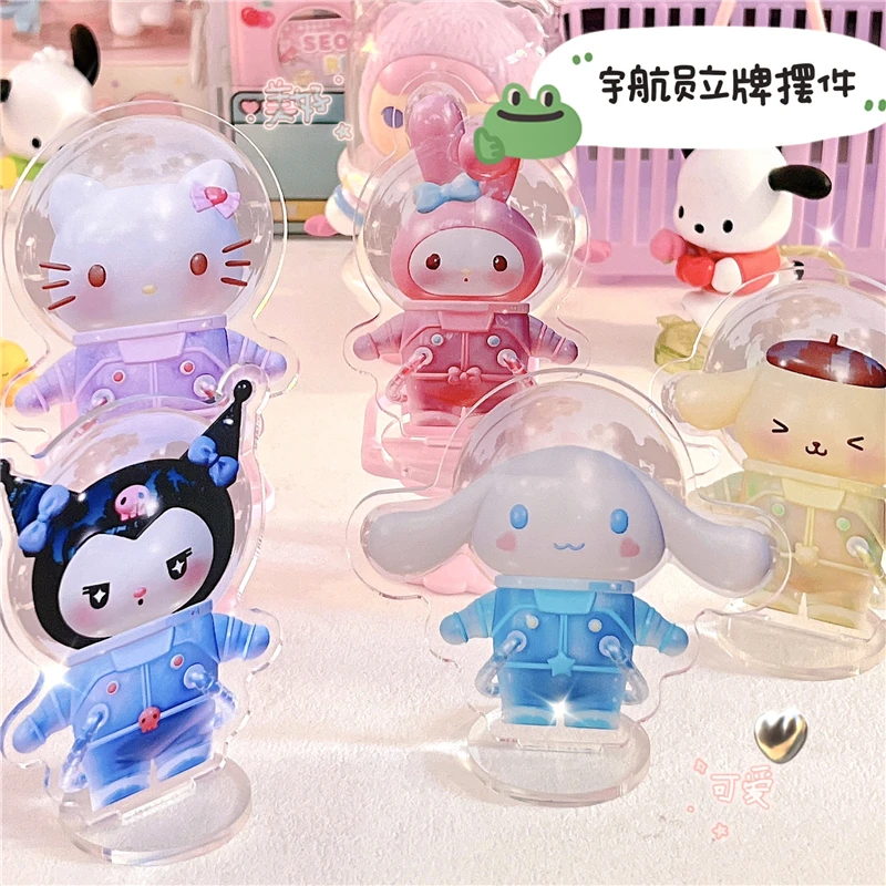 

Kawaii Planet Series My Melody Cinnamoroll Pochacco Kuromi Action Figure Toys Acylic Display Gifts for Kids