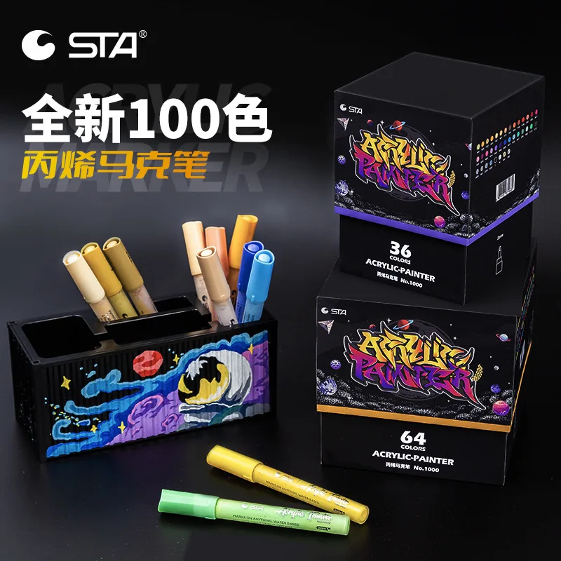 

Stasta Sta1000 Second-Generation Acrylic Marker Heavy Color Acrylic Pen Pigment 100 Color Rainbow Pen Waterproof Delivery Model