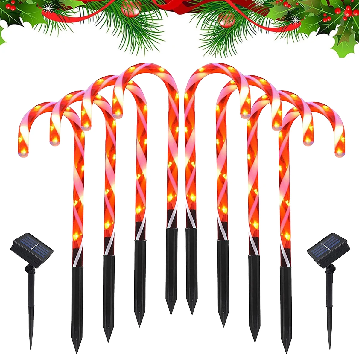 

Рождественские светодиодные светильники на солнечной батарее, 4 шт., водонепроницаемые светильники на солнечной батарее для дорожек, для са...