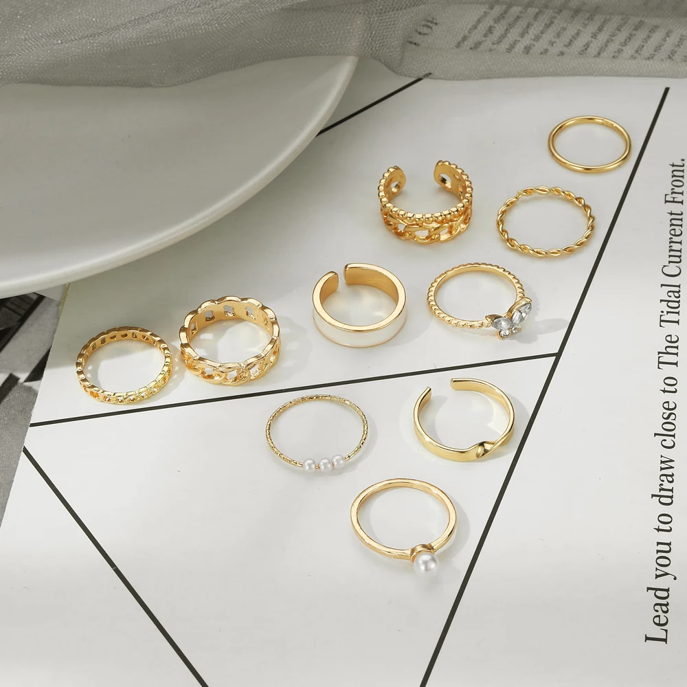 EN Pearl золотые кольца набор винтажные с бабочками для женщин девушек