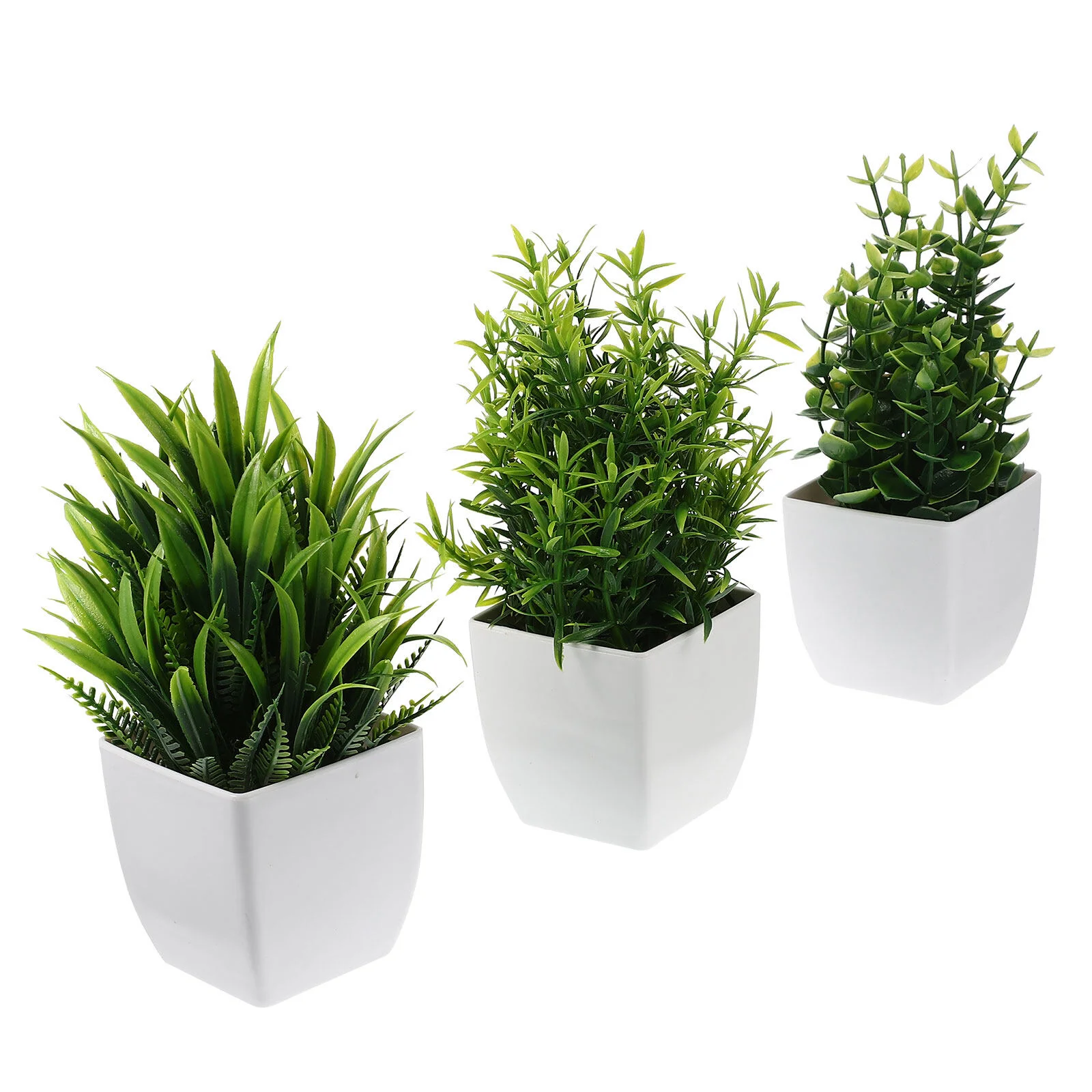 

3 Pcs Simulated Potted Fake Desktop Adornments Bonsai Faux Indoor Plants Figurine Pp Artificial Decor Office