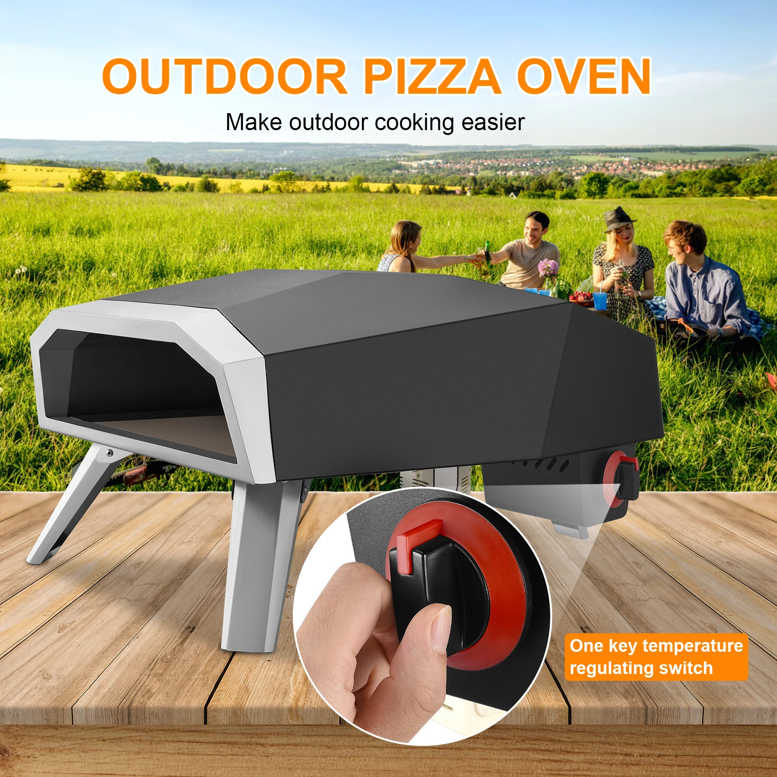 

12" Outdoor Steak Pizza Cooking Oven Gas Pizza Fast Baker Griller Portable Camping Garden BBQ Cooker With Pizza Tools US/EU Type