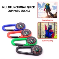 camping hiking compass multifunctional quick hook buckle compass plastic alloy carabiner compass north needle survival kit