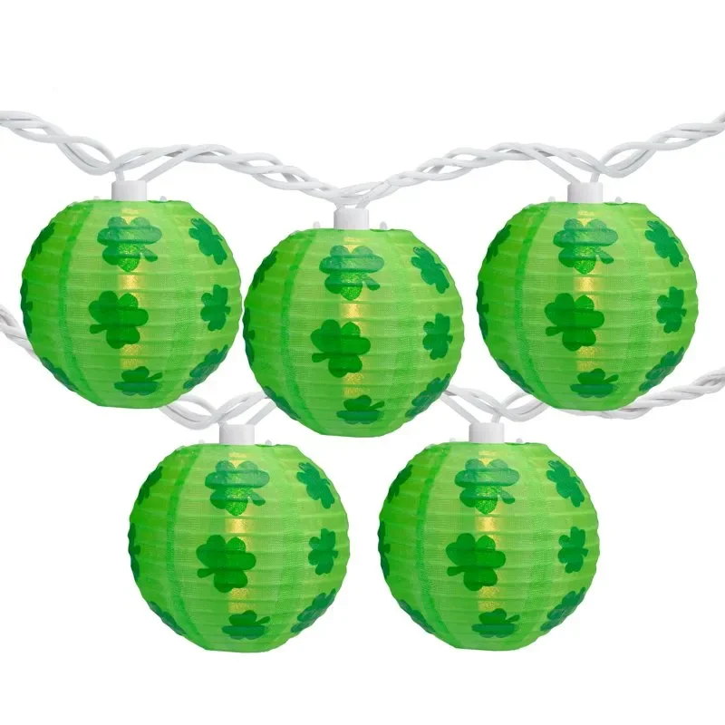 

Elegant Clear Green Shamrock Paper Lantern Lights - Perfect for St. Patrick's Day