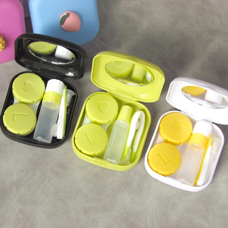 

Fruit Contact Lens Case Portable Travel Kit Contact Lens Box Container with Tweezer Contact Applicator Solution Bottle Mirror