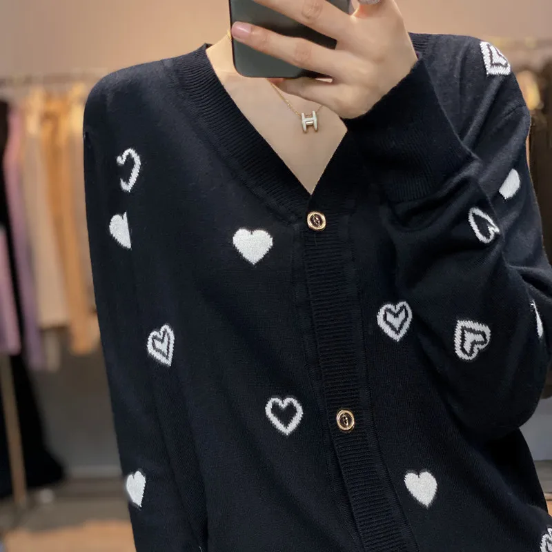 Высококачественный кашемировый вязаный кардиган женский тонкий свободный