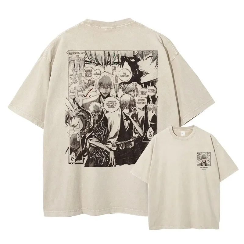 Футболка Grimmjow Aizen Ichigo винтажные потертые футболки в стиле аниме уличная одежда
