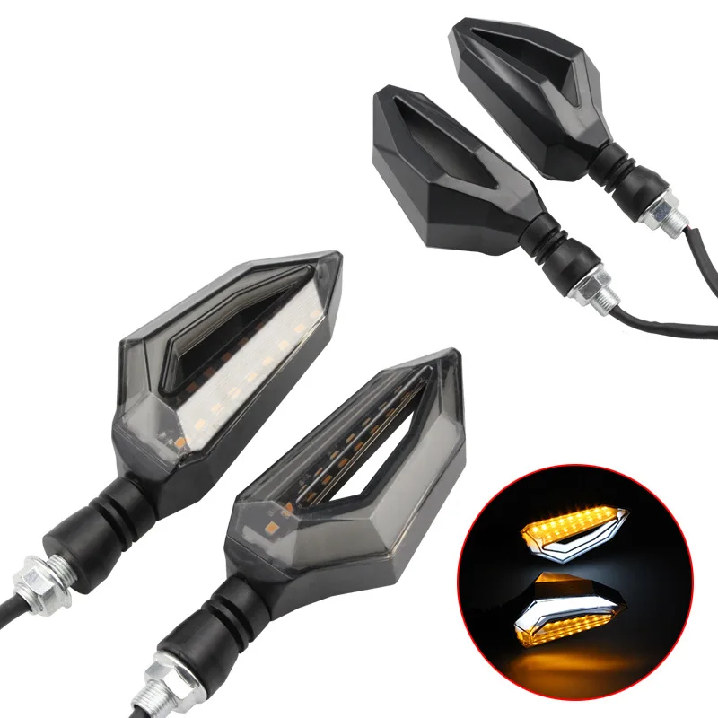 

Светодиодные дневные сигналы для мотоциклов, интегрированные лампы указателя поворота, модифицированные аксессуары для электромобиля, 2 шт.