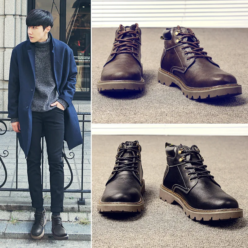 

2022 Martin boots men's high-top leather shoes British retro plus fleece boots autumn new leather boots training boots