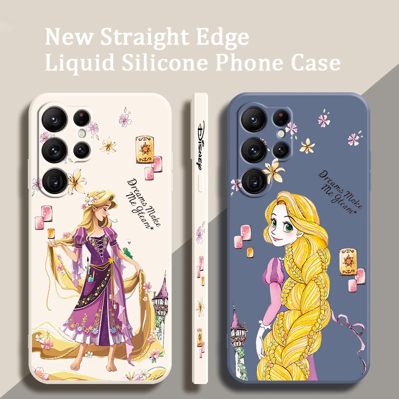 

Princess Rapunzel Disney Girl Phone Case For Samsung Galaxy S23 S22 S21 S20 FE S10 Plus Lite Ultra 5G TPU Liquid Left Rope Cover