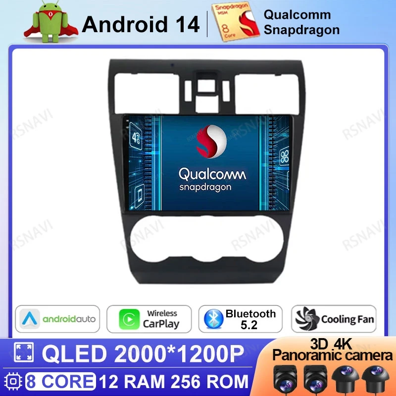Автомобильный радиоприемник на Android 14 для Subaru Forester 4 SJ XV WRX 2012- 2015 2018 навигация