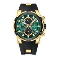 qazokm mens high quality sports watch 30m waterproof silicon band quartz watch ceramic bezel calendar display luminous watches