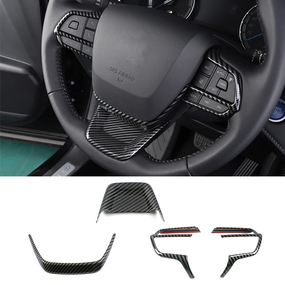 

For Toyota Highlander XU70 2022 Car Interior Part Modify Steering Wheel Decorate Trim Frame Carbon Fiber Color Change Refit
