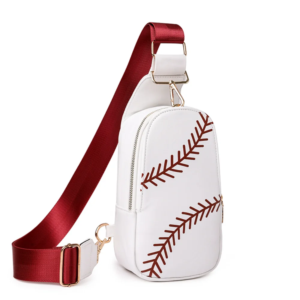 Fashion Balls Pattern PU Leather Crossbody Sling Bags Women Football Printing Fanny Packs Female Vintage Baseball Chest Bag